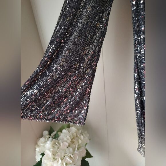 Guess Silver Ombre One Shoulder Sequin Mini Dress Sze S NWT Party Cocktail Dress - Picture 4 of 10